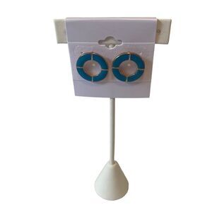 Turquoise Blue & Gold Open Circle Posts.